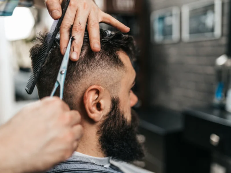 The finished look — leather barber chairs, The Gentleman's Cut