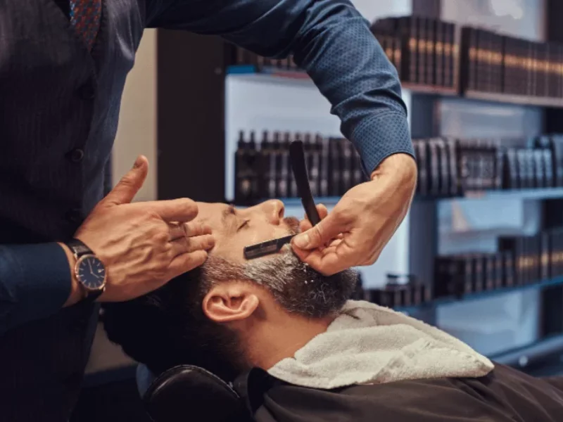 The finished look — leather barber chairs, The Gentleman's Cut