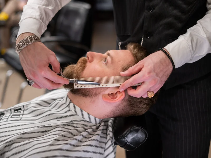 The finished look — leather barber chairs, The Gentleman's Cut