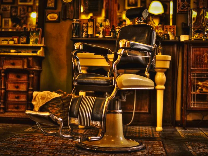 The finished look — leather barber chairs, The Gentleman's Cut