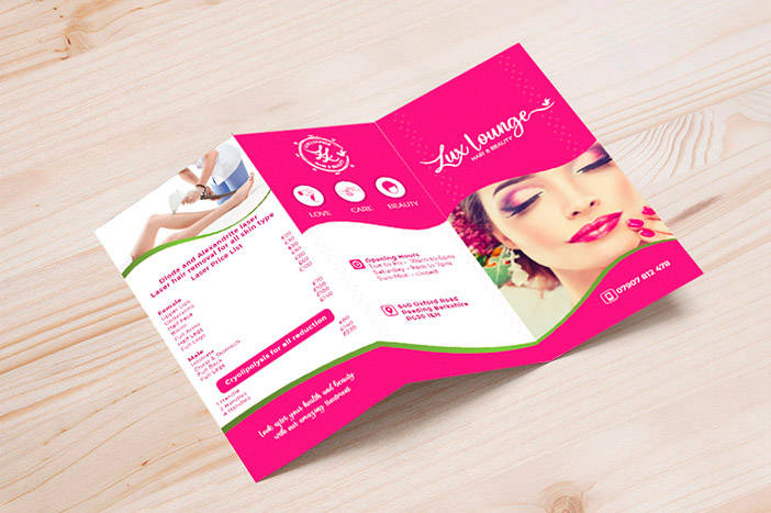 Lux Lounge tri-fold brochure design
