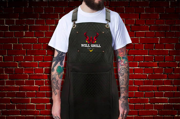 Will Grill branded apron mockup