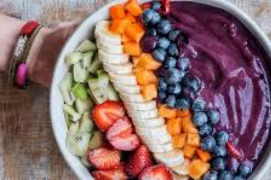 Açaí bowls prepared fresh for a corporate event