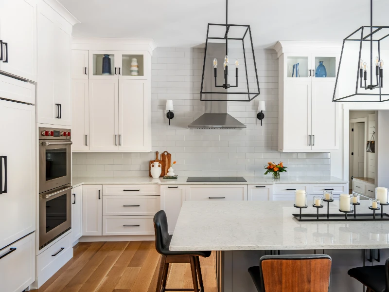 Eco-friendly cleaning products arranged on countertop
