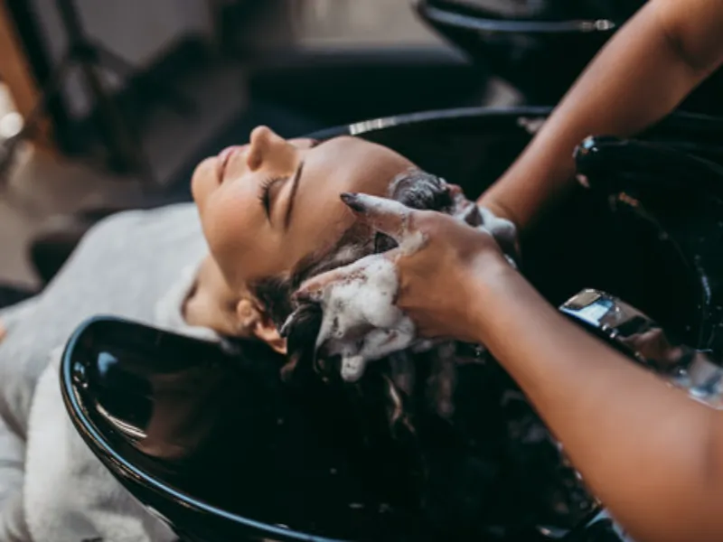 Blonde balayage — structured blowout