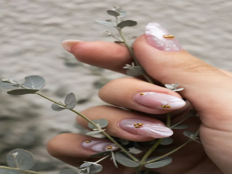 Classic French manicure close-up