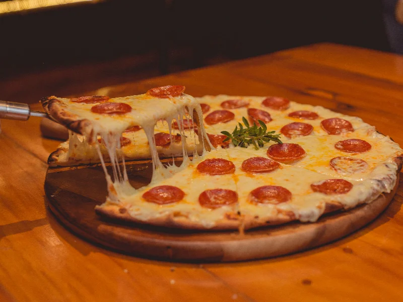 Classic margherita pizza overhead