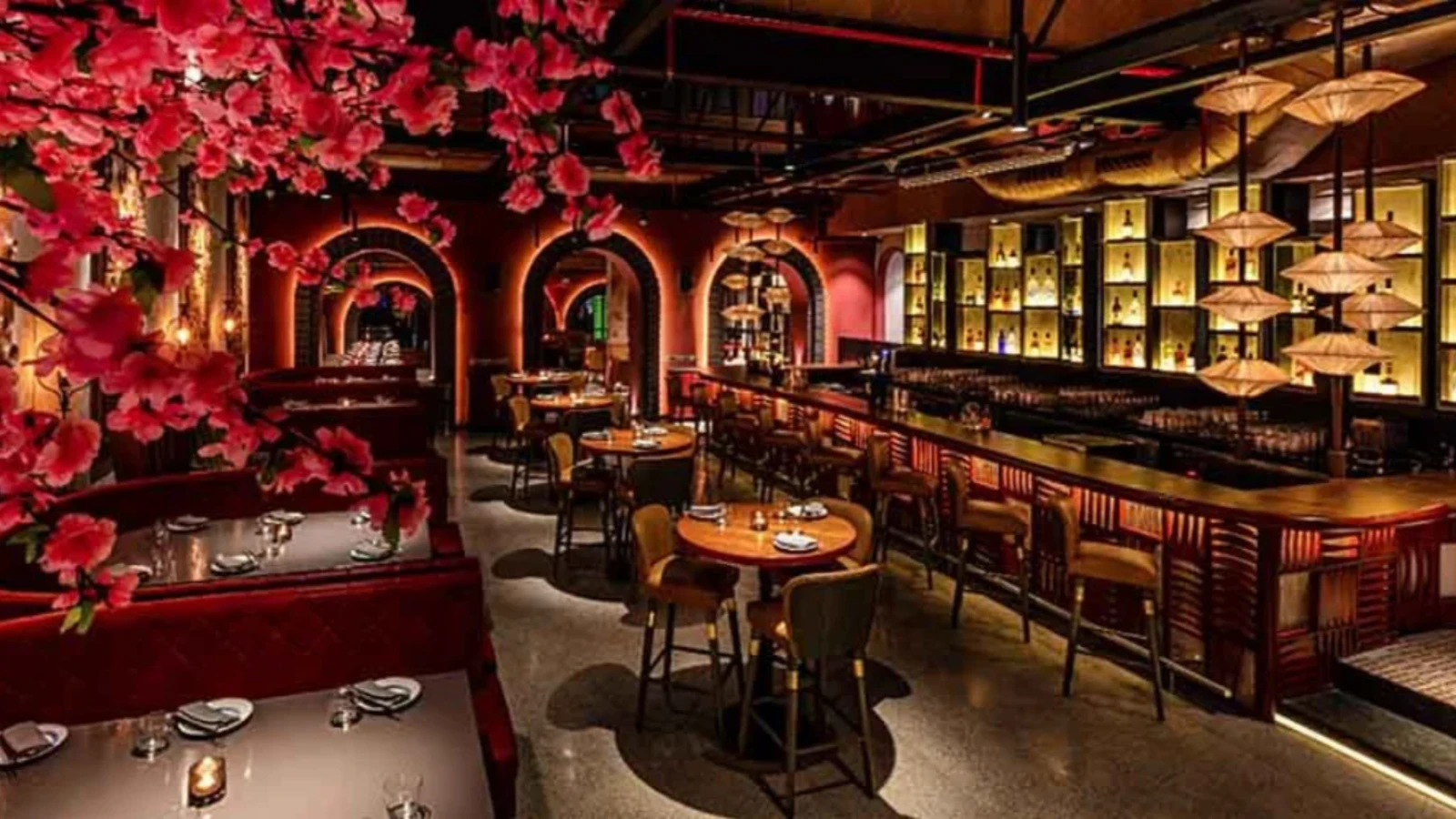 Indigo Table interior — dark walls, candlelight, Glasgow